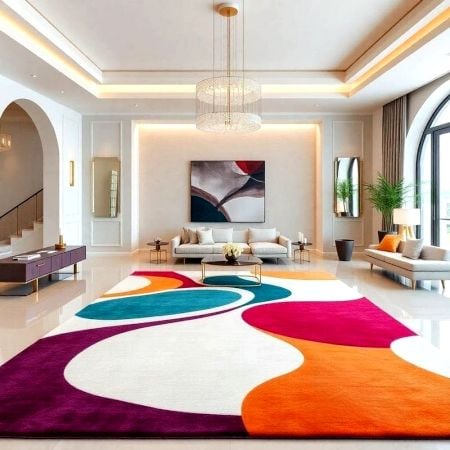 Handcrafted Multicolor Flow Abstract Living Room Rug